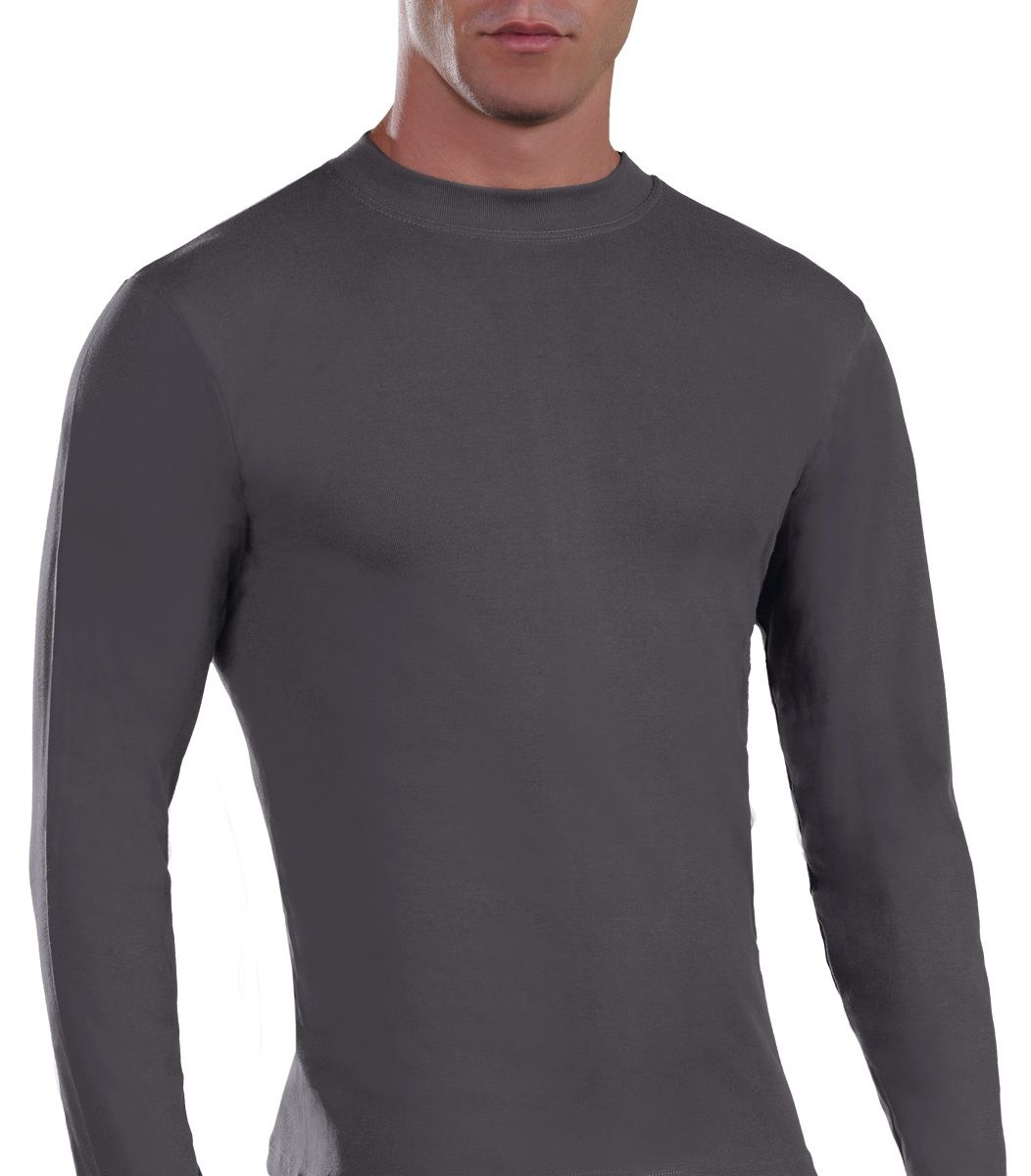 Mens Long sleeve, crew neck, charcoal