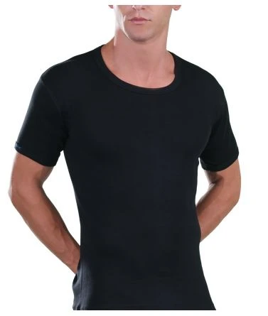 Open Neck T-Shirt, black