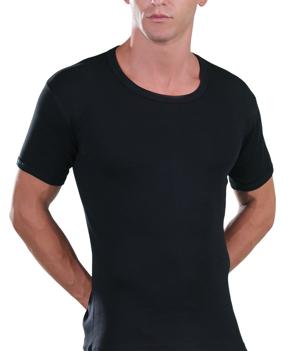 Open Neck T-Shirt, black