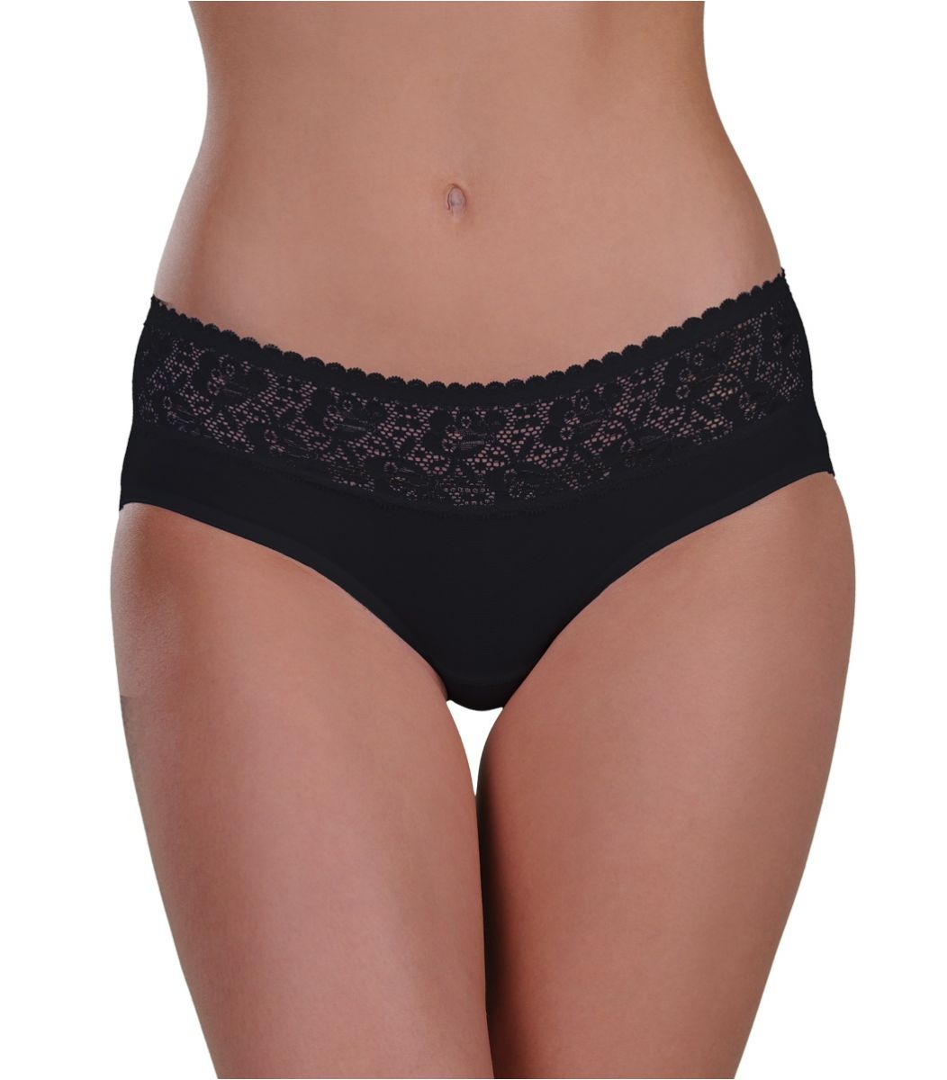 Panty midi, double lace, black