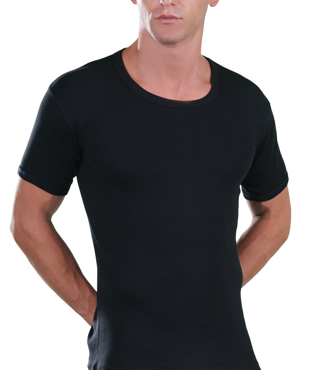 Men underwear T-Shirt, open neck, black Color White Size 8/4XL