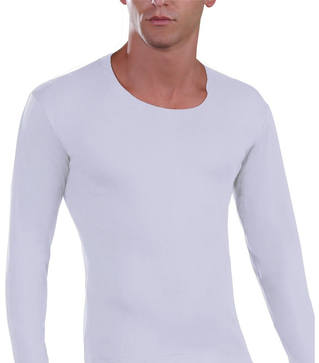 Men underwear Long Sleeve, open neck, cotton, oversized, white