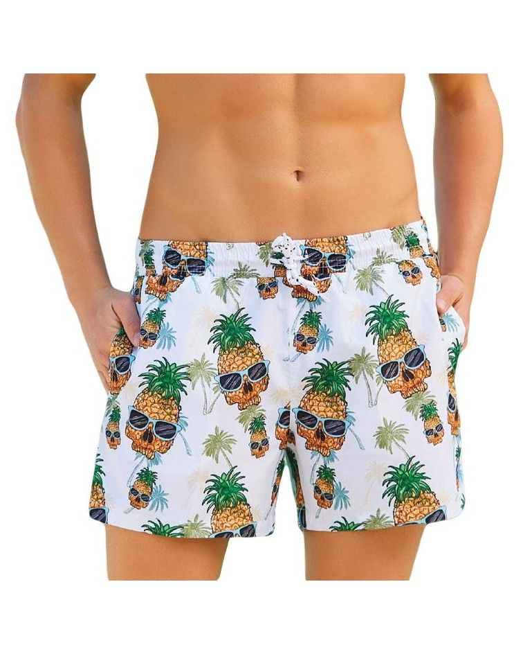 Men swimwear, white, pineapple