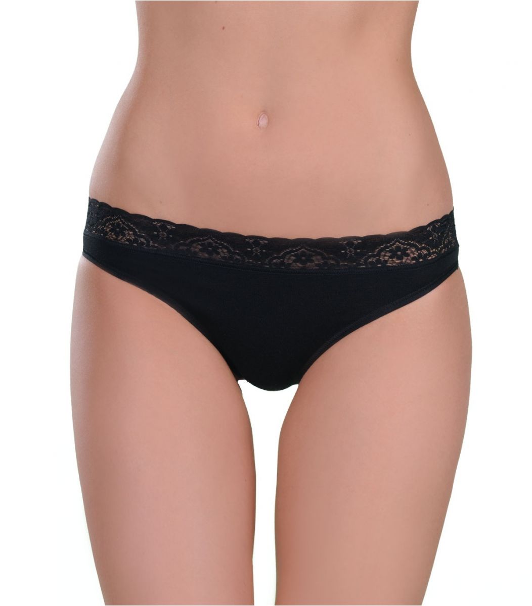 Panty brazil, rubber-lace, black