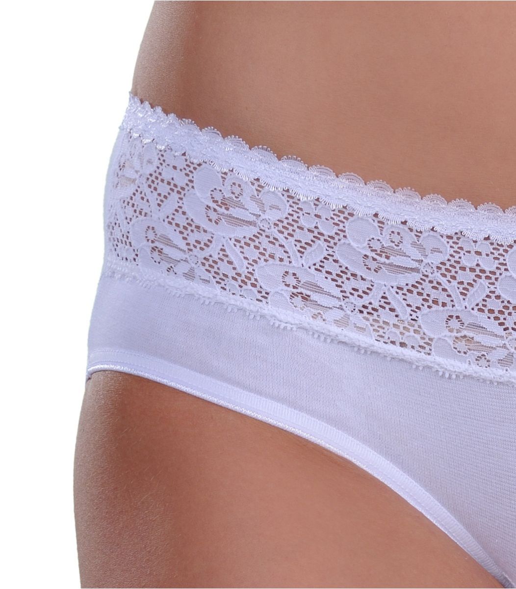 Panty midi, double lace, White, Medium