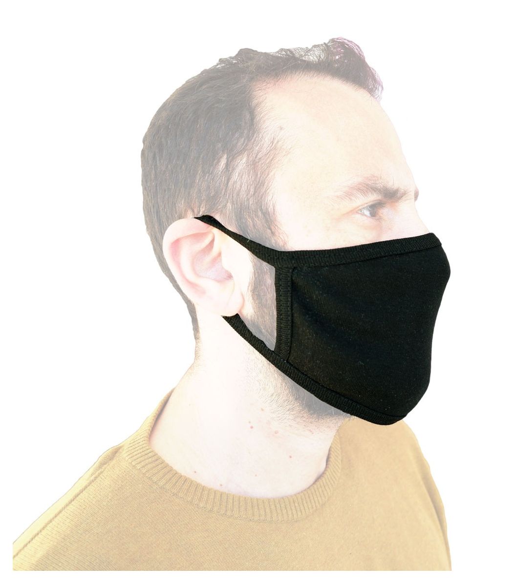 Υφασμάτινη Βαμβακερή Μάσκα επαναχρησιμοποιούμενη, μαύρη