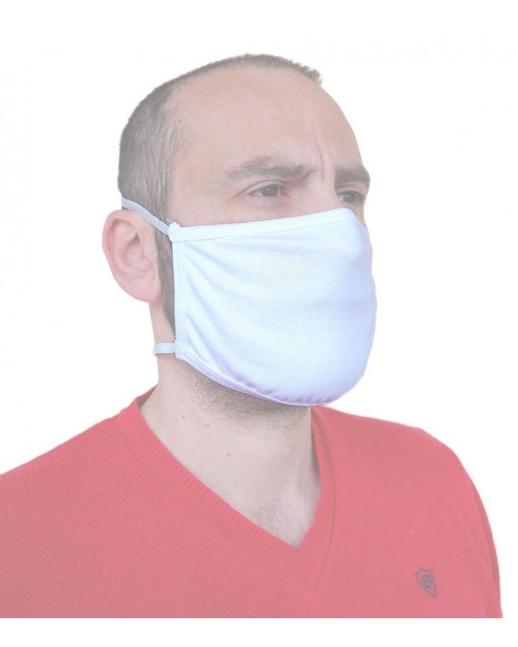 Επαγγελματική Υφασμάτινη Επαναχρησιμοποιούμενη προστατευτική Μάσκα Βαμβακερή με λάστιχο, λευκή