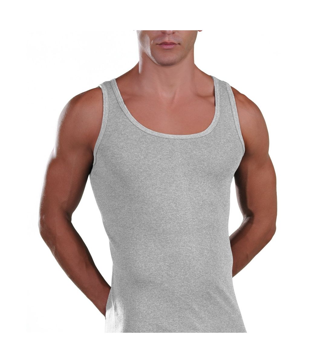 Men Tank Top, Cotton-Elastan, White