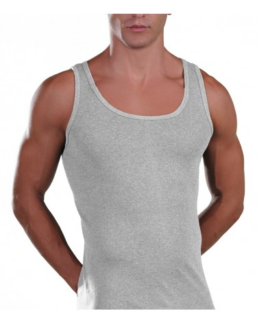 Men Tank Top, Cotton-Elastan, White