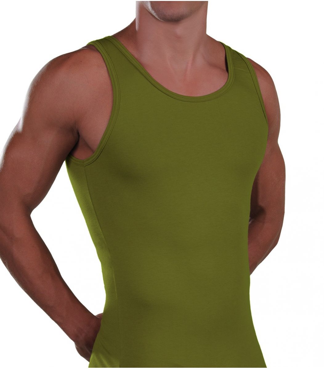 Men Tank Top, Cotton-Elastan, White