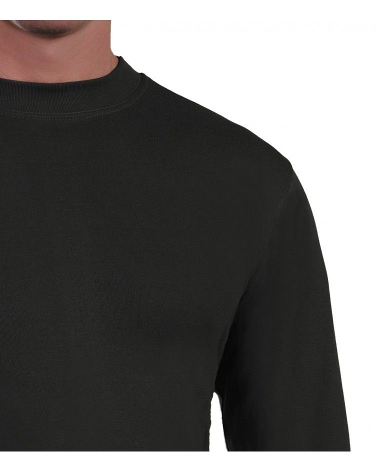 Mens Long sleeve, crew neck, black-detail