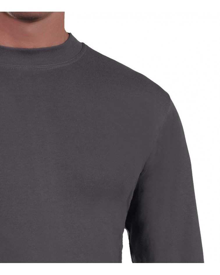Mens Long sleeve, crew neck, charcoal-detail
