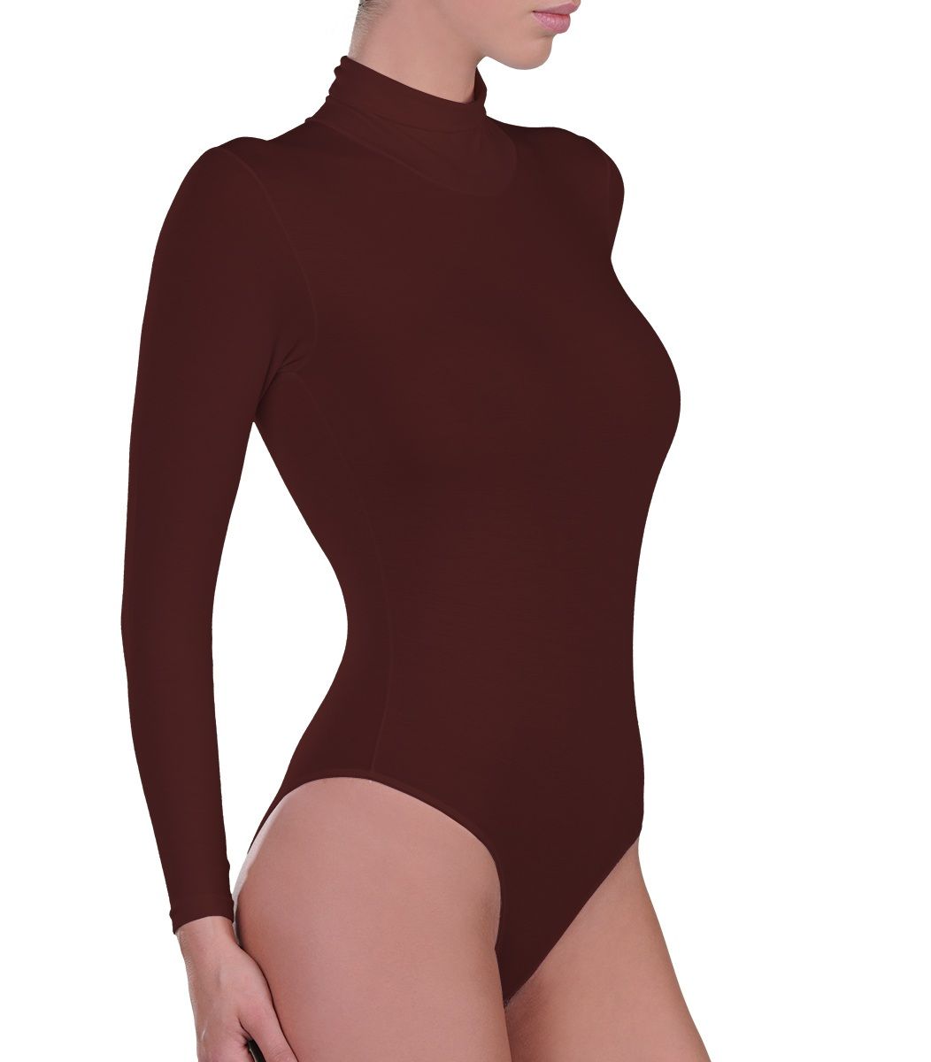 Body, Long Sleeve, turtle neck, brown
