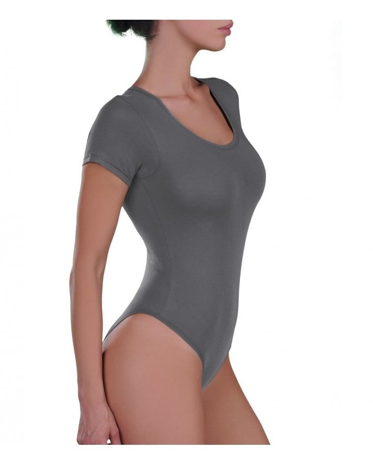 Body, open neck, gray, micromodal