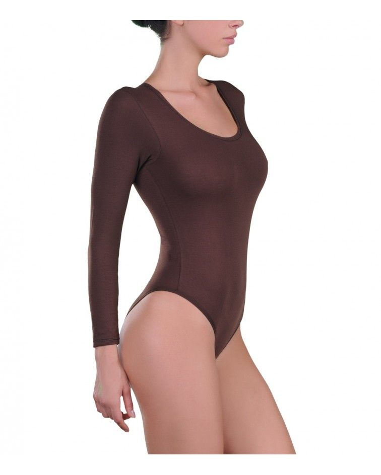 Body, sleeve, open neck, micromodal, brown