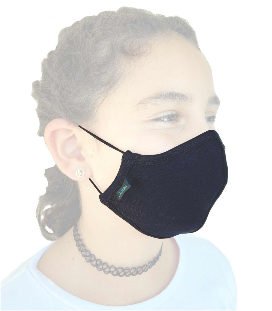 Παιδική Μάσκα με λάστιχο, βαμβακερή, μαύρη