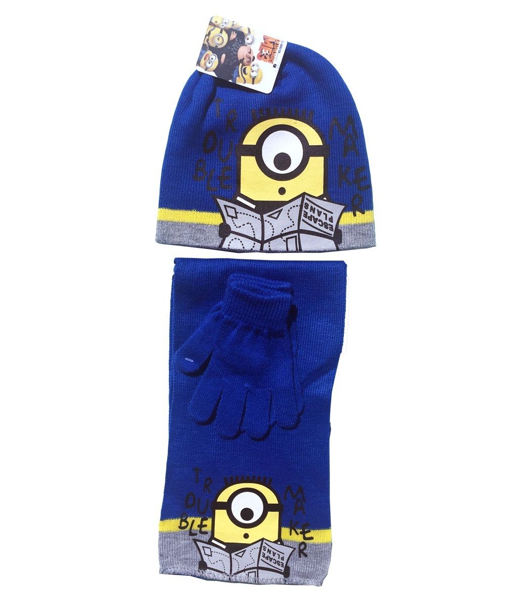 Minions Set, hat, pair of gloves and a scarf