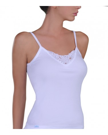 CAMISOLE, THIN. MOTIF, white