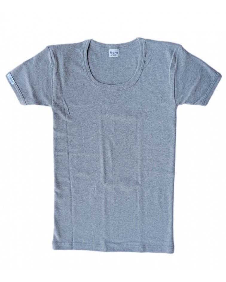 T-Shirt, open neck, grey