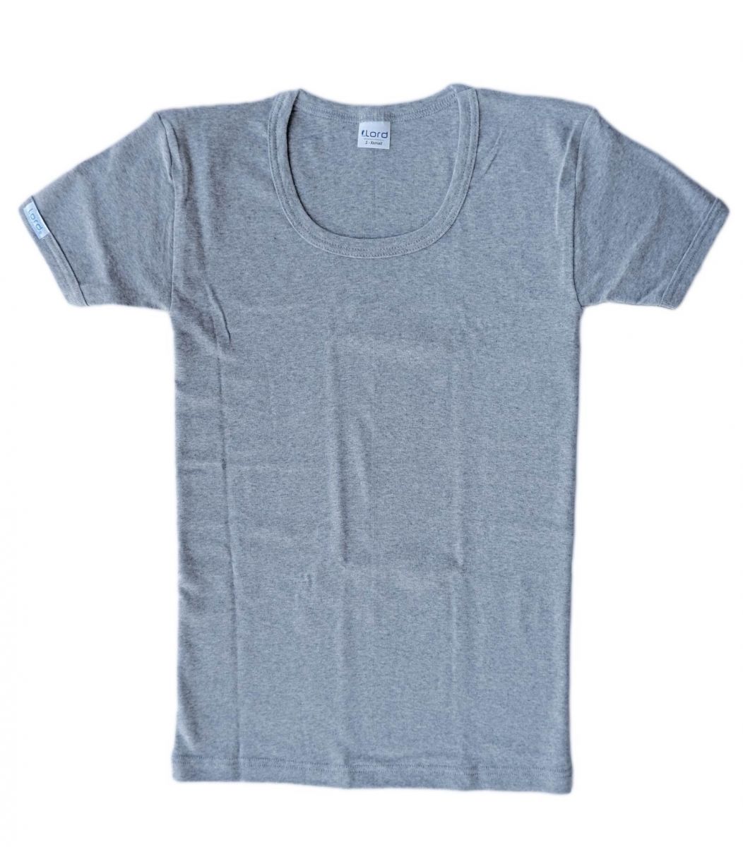 T-Shirt, open neck, grey