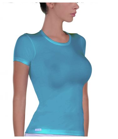 Women elastic T-Shirt, ciel
