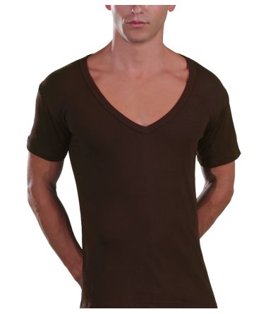 Lord Men big Scoop Neck T-Shirt, cotton, brown